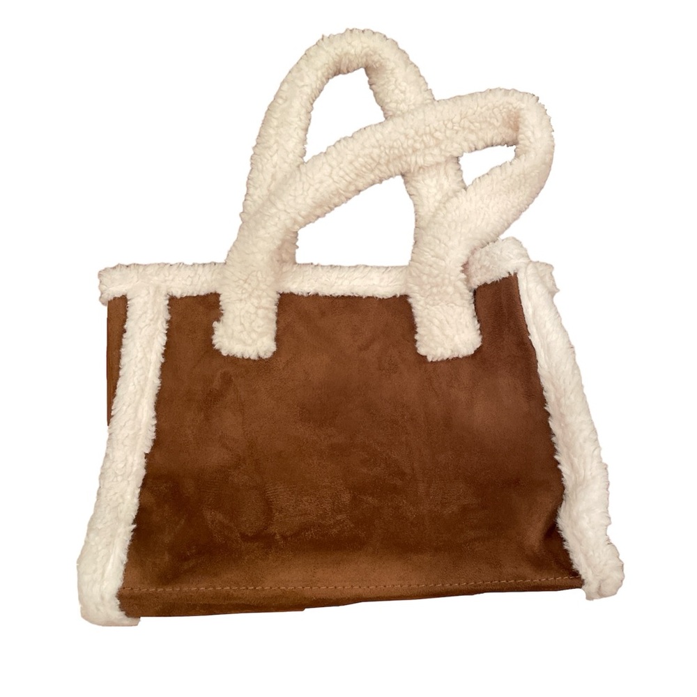 Brown Suede Shoulder Bag Sherpa Lined